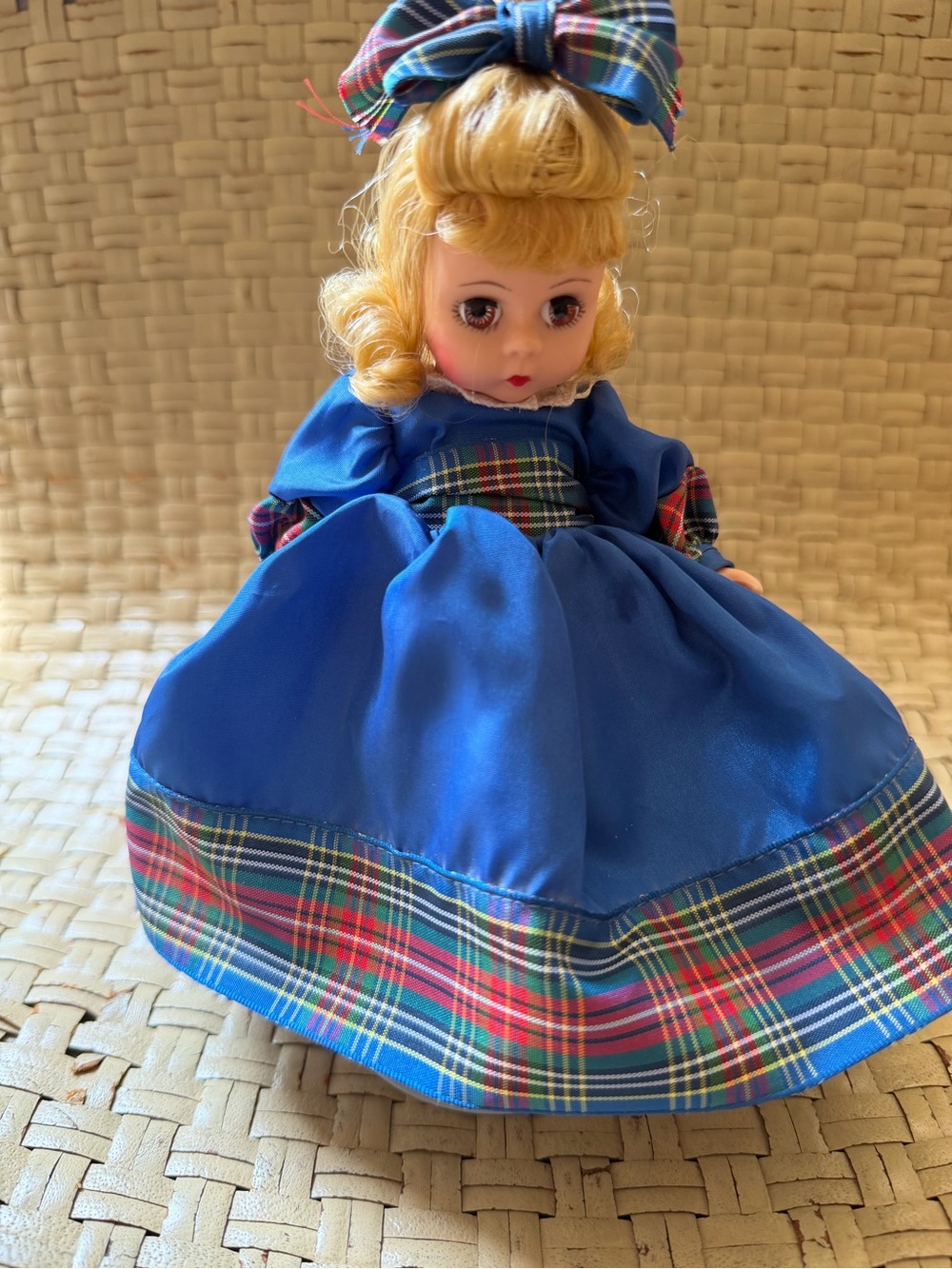 Madame Alexander 8” Amy Doll Blue W Plaid Dress Storyland - Picture 2 of 9